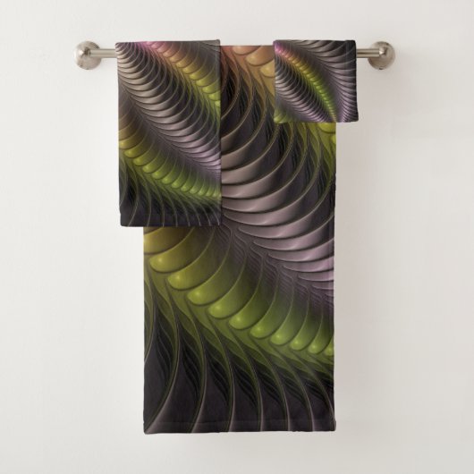 Abstracte glanzende Trippy Kleurrijke 3D Fractal A Bad Handdoek (Insitu)