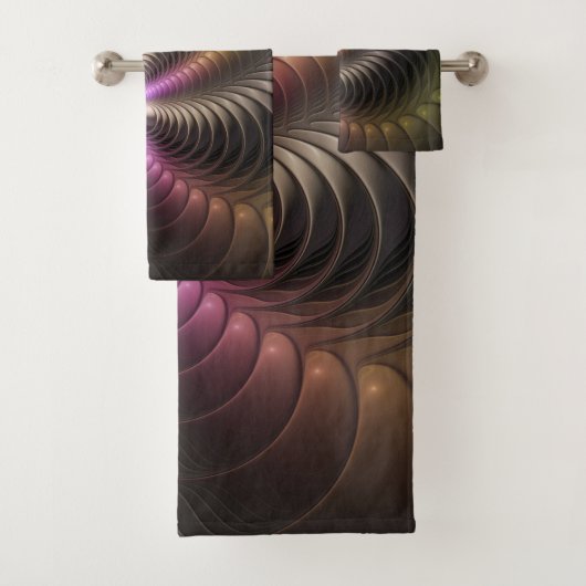 Abstracte glanzende Trippy Kleurrijke 3D Fractal A Bad Handdoek (Insitu)