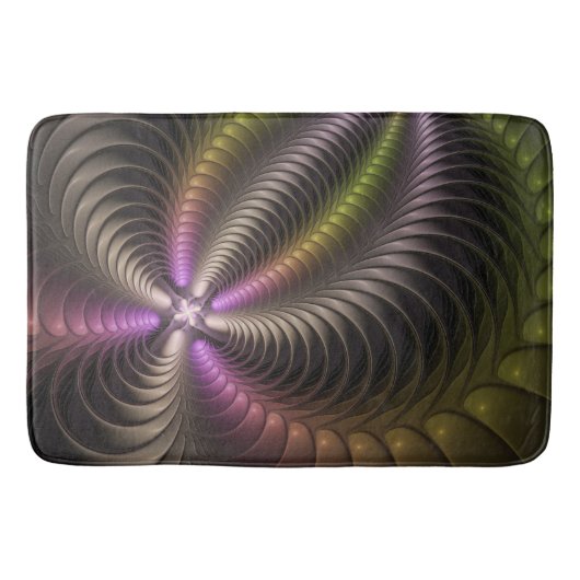 Abstracte glanzende Trippy Kleurrijke 3D Fractal A Badmat (Voorkant)