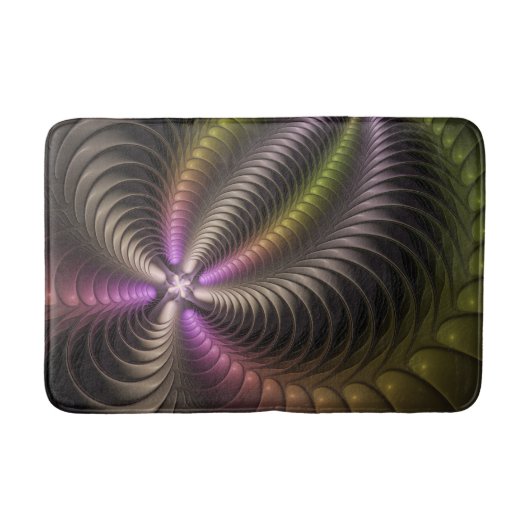 Abstracte glanzende Trippy Kleurrijke 3D Fractal A Badmat (Voorkant)