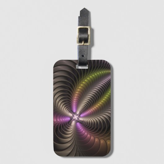 Abstracte glanzende Trippy Kleurrijke 3D Fractal A Bagagelabel (Voorkant (verticaal))