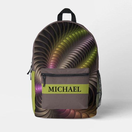Abstracte glanzende Trippy Kleurrijke 3D Fractal A Bedrukte Rugzak (Voorkant)