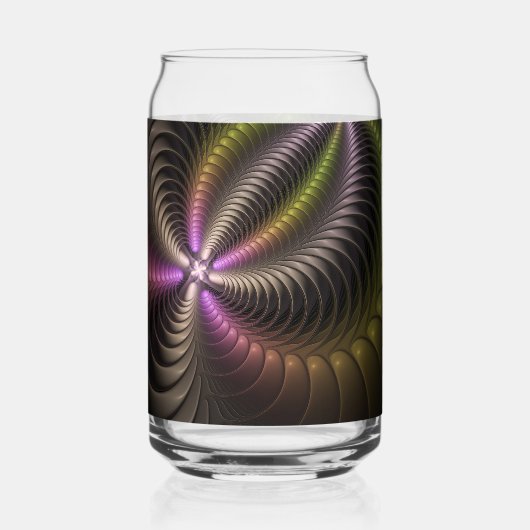 Abstracte glanzende Trippy Kleurrijke 3D Fractal A Blikvorm Glas (Achterkant)