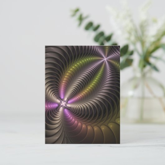 Abstracte glanzende Trippy Kleurrijke 3D Fractal A Briefkaart (Staand voorkant)