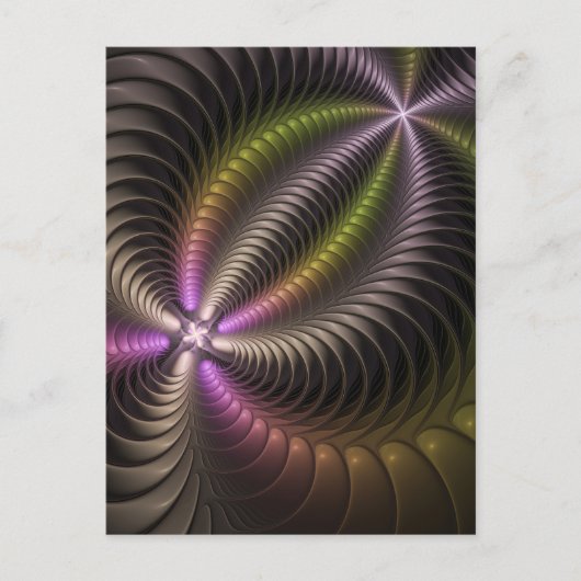 Abstracte glanzende Trippy Kleurrijke 3D Fractal A Briefkaart (Voorkant)