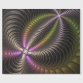 Abstracte glanzende Trippy Kleurrijke 3D Fractal A Cadeaupapier (Vlak)