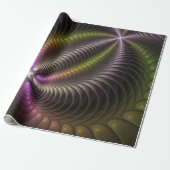 Abstracte glanzende Trippy Kleurrijke 3D Fractal A Cadeaupapier (Uitgerold)