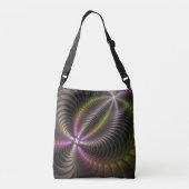 Abstracte glanzende Trippy Kleurrijke 3D Fractal A Crossbody Tas (Achterkant)