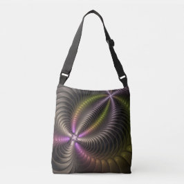Abstracte glanzende Trippy Kleurrijke 3D Fractal A Crossbody Tas