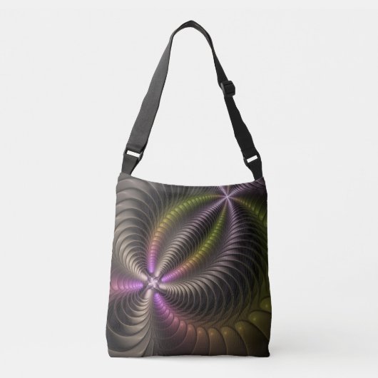 Abstracte glanzende Trippy Kleurrijke 3D Fractal A Crossbody Tas (Voorkant)