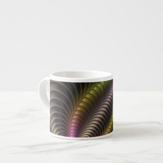 Abstracte glanzende Trippy Kleurrijke 3D Fractal A Espresso Kop (Links)
