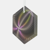 Abstracte glanzende Trippy Kleurrijke 3D Fractal A Glas Ornament (Voorkant links)