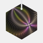 Abstracte glanzende Trippy Kleurrijke 3D Fractal A Glas Ornament (Achterkant)