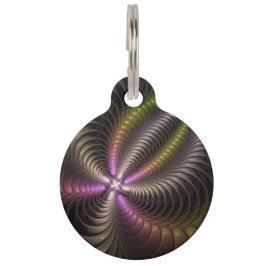 Abstracte glanzende Trippy Kleurrijke 3D Fractal A Huisdierpenning