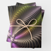 Abstracte glanzende Trippy Kleurrijke 3D Fractal A Inpakpapier Vel (In situ)