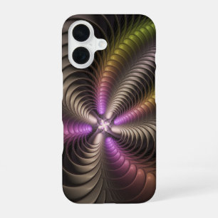 Abstracte glanzende Trippy Kleurrijke 3D Fractal A iPhone 16 Hoesje