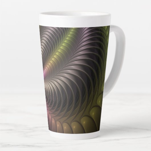 Abstracte glanzende Trippy Kleurrijke 3D Fractal A Latte Mok (Rechterhoek)