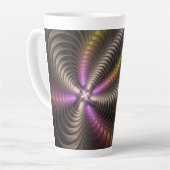 Abstracte glanzende Trippy Kleurrijke 3D Fractal A Latte Mok (Linkerhoek)