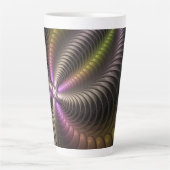 Abstracte glanzende Trippy Kleurrijke 3D Fractal A Latte Mok (Voorkant)