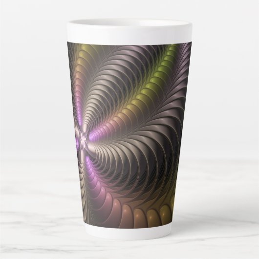 Abstracte glanzende Trippy Kleurrijke 3D Fractal A Latte Mok (Voorkant)
