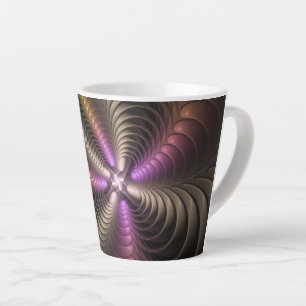 Abstracte glanzende Trippy Kleurrijke 3D Fractal A Latte Mok