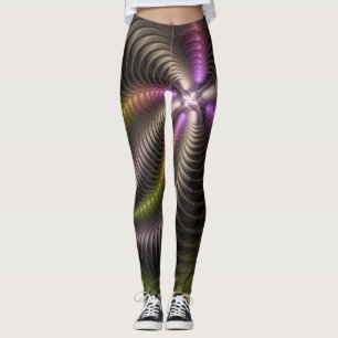 Abstracte glanzende Trippy Kleurrijke 3D Fractal A Leggings