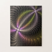 Abstracte glanzende Trippy Kleurrijke 3D Fractal A Legpuzzel (Verticaal)