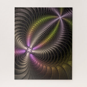 Abstracte glanzende Trippy Kleurrijke 3D Fractal A Legpuzzel
