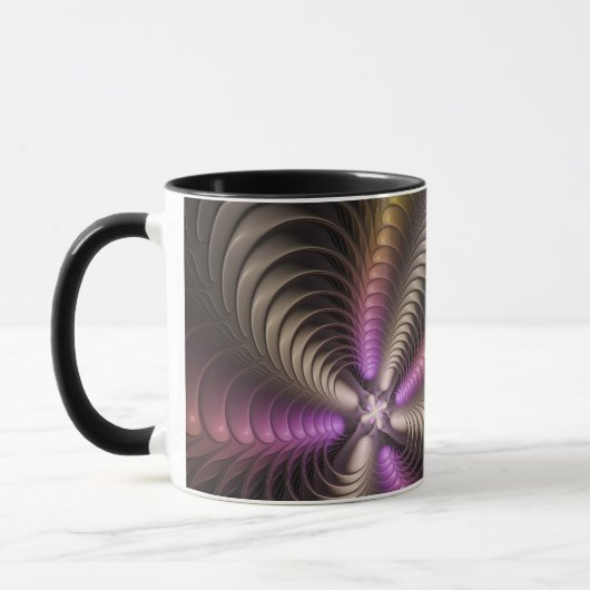 Abstracte glanzende Trippy Kleurrijke 3D Fractal A Mok (Links)