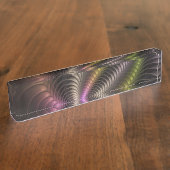 Abstracte glanzende Trippy Kleurrijke 3D Fractal A Naambordje (Zijkant)