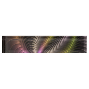 Abstracte glanzende Trippy Kleurrijke 3D Fractal A Naambordje