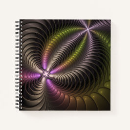 Abstracte glanzende Trippy Kleurrijke 3D Fractal A Notitieboek