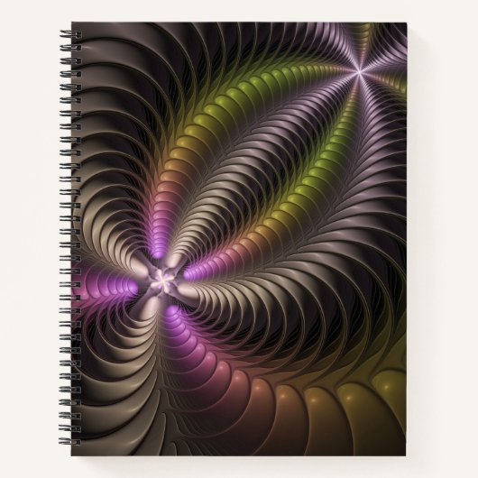 Abstracte glanzende Trippy Kleurrijke 3D Fractal A Notitieboek (Voorkant)