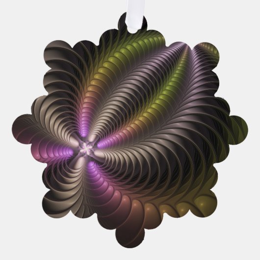 Abstracte glanzende Trippy Kleurrijke 3D Fractal A Ornament Kaart (Voorkant)