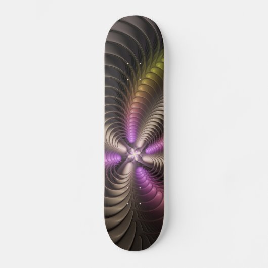Abstracte glanzende Trippy Kleurrijke 3D Fractal A Persoonlijk Skateboard (Voorkant)