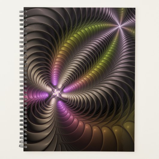 Abstracte glanzende Trippy Kleurrijke 3D Fractal A Planner (Voorkant)