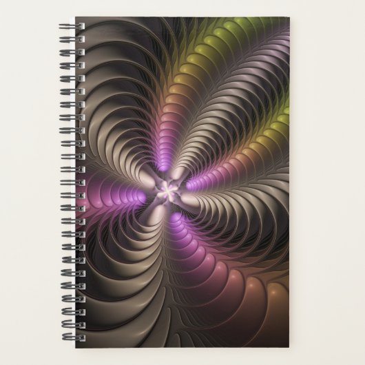 Abstracte glanzende Trippy Kleurrijke 3D Fractal A Planner (Voorkant)