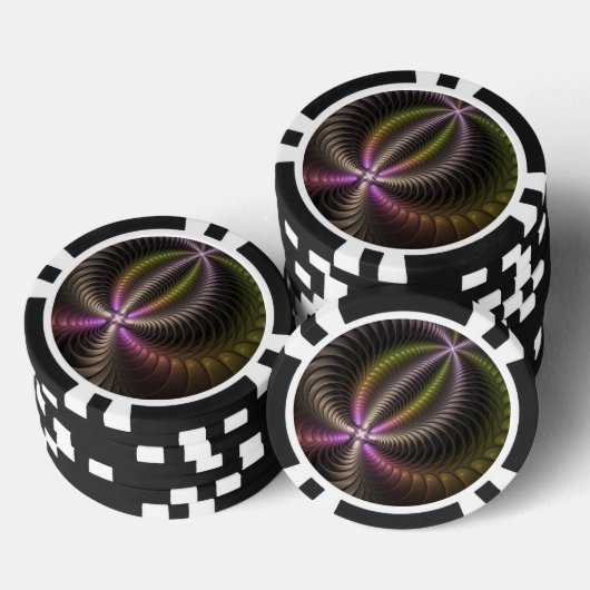 Abstracte glanzende Trippy Kleurrijke 3D Fractal A Poker Chips (Opstapeling)