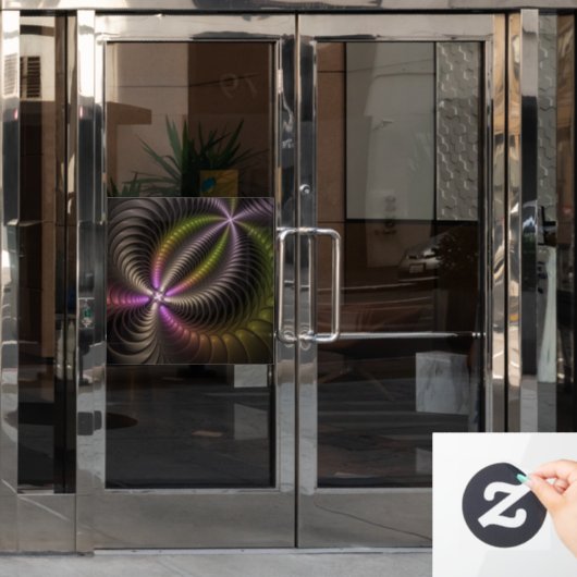 Abstracte glanzende Trippy Kleurrijke 3D Fractal A Raamsticker (Kantoordeur)