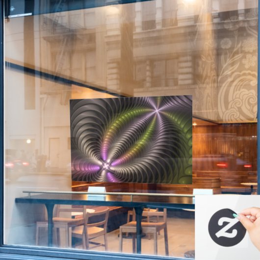 Abstracte glanzende Trippy Kleurrijke 3D Fractal A Raamsticker (Cafe Raam)