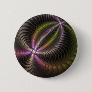 Abstracte glanzende Trippy Kleurrijke 3D Fractal A Ronde Button 5,7 Cm