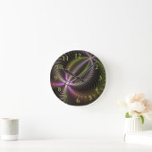 Abstracte glanzende Trippy Kleurrijke 3D Fractal A Ronde Klok (Huis)