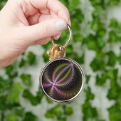 Abstracte glanzende Trippy Kleurrijke 3D Fractal A Sleutelhanger (Hand)