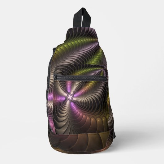 Abstracte glanzende Trippy Kleurrijke 3D Fractal A Sling Bag (Voorkant)