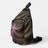 Abstracte glanzende Trippy Kleurrijke 3D Fractal A Sling Bag (Rechterhoek)