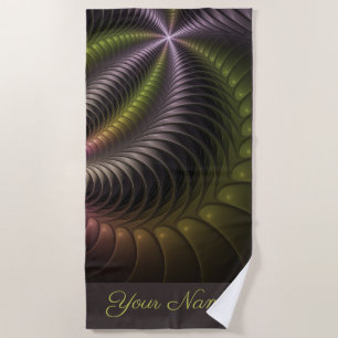 Abstracte glanzende Trippy Kleurrijke 3D Fractal A Strandlaken