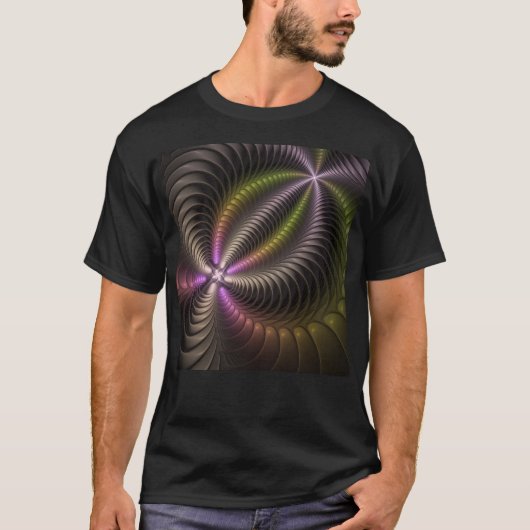 Abstracte glanzende Trippy Kleurrijke 3D Fractal A T-shirt (Voorkant)