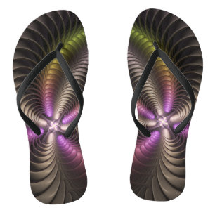 Abstracte glanzende Trippy Kleurrijke 3D Fractal A Teenslippers
