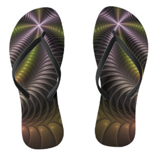 Abstracte glanzende Trippy Kleurrijke 3D Fractal A Teenslippers