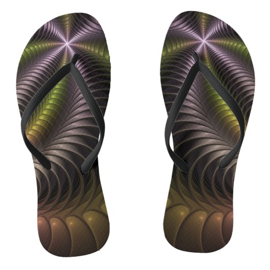 Abstracte glanzende Trippy Kleurrijke 3D Fractal A Teenslippers (Voetbed)